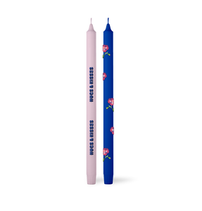 The Gift Label kaarsen set van 2 - Roze/blauw