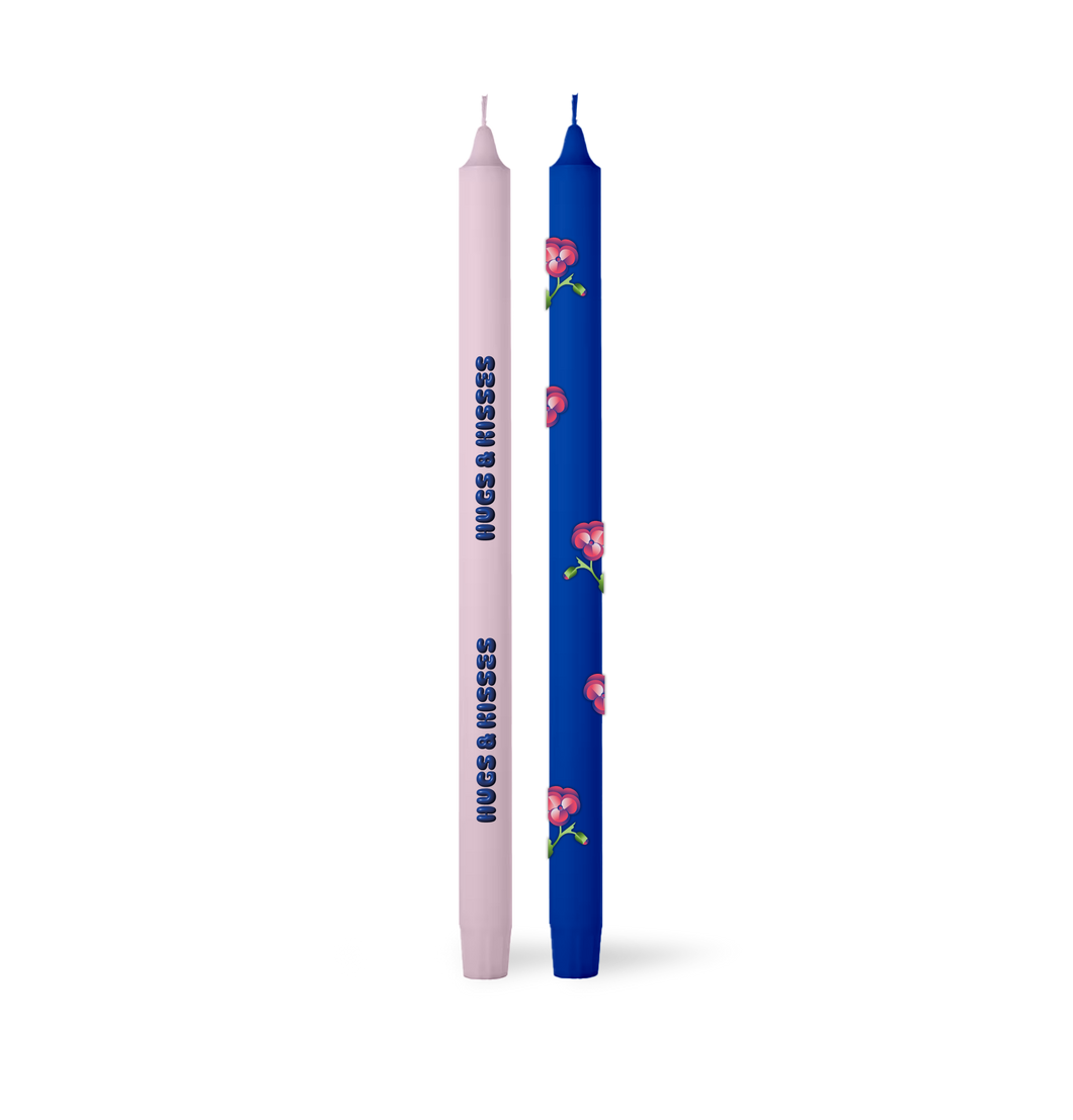The Gift Label kaarsen set van 2 - Roze/blauw
