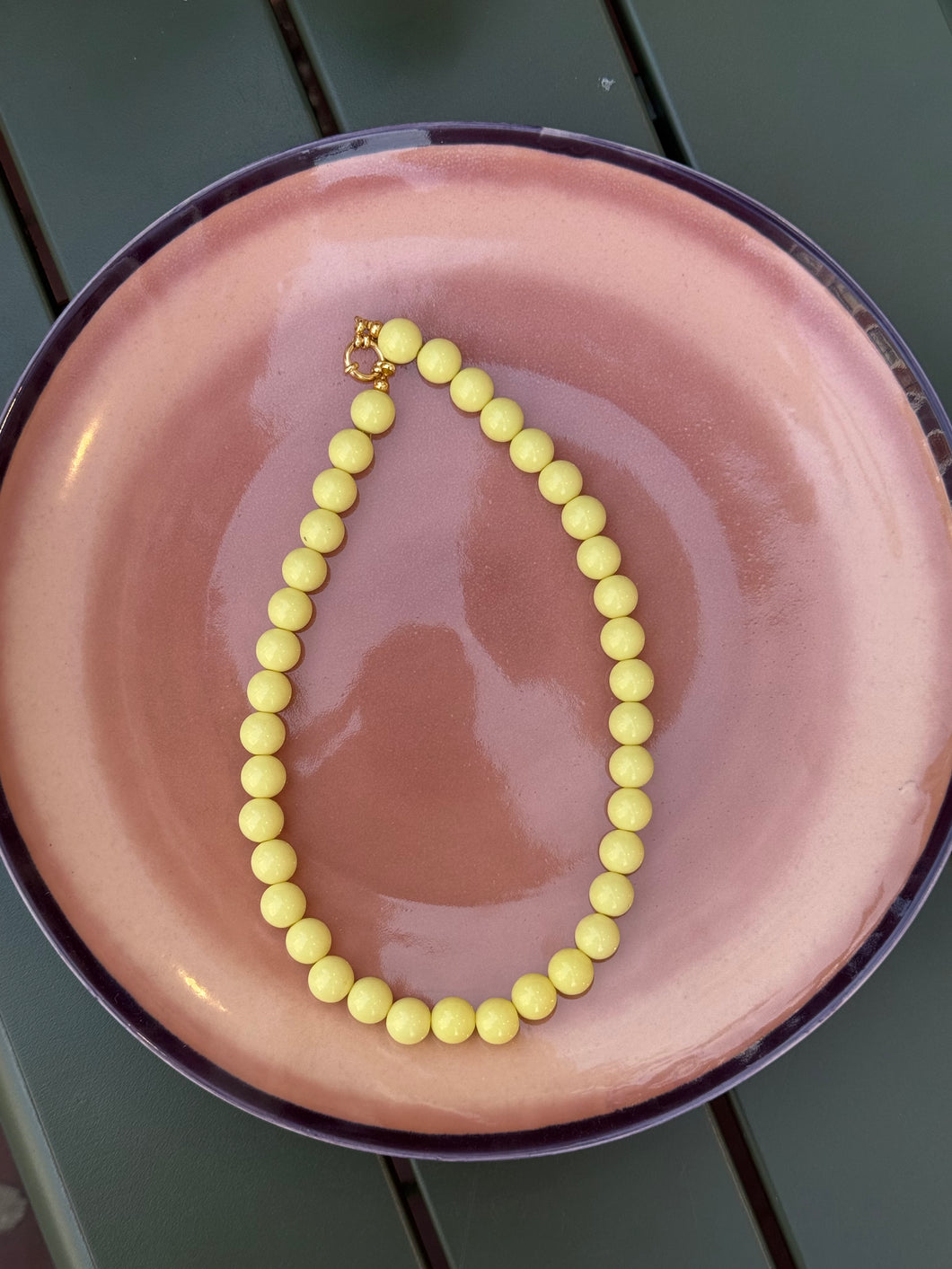 Kralen ketting klein - Licht geel