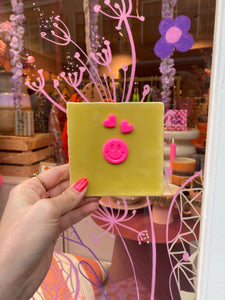 Tegeltje - Smiley hartjes