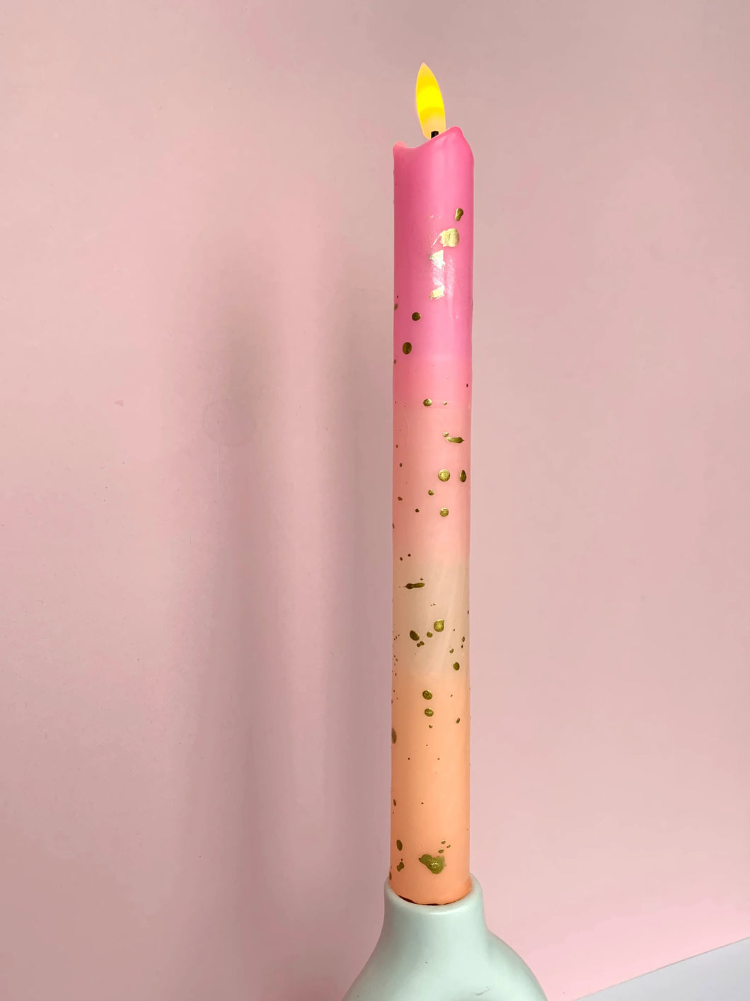 LED Pillar Kaars Gold Roze/Oranje