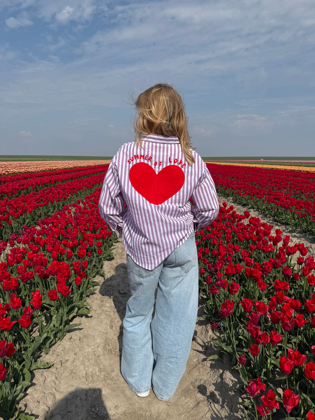 Blouse Summer of love - Lila/wit