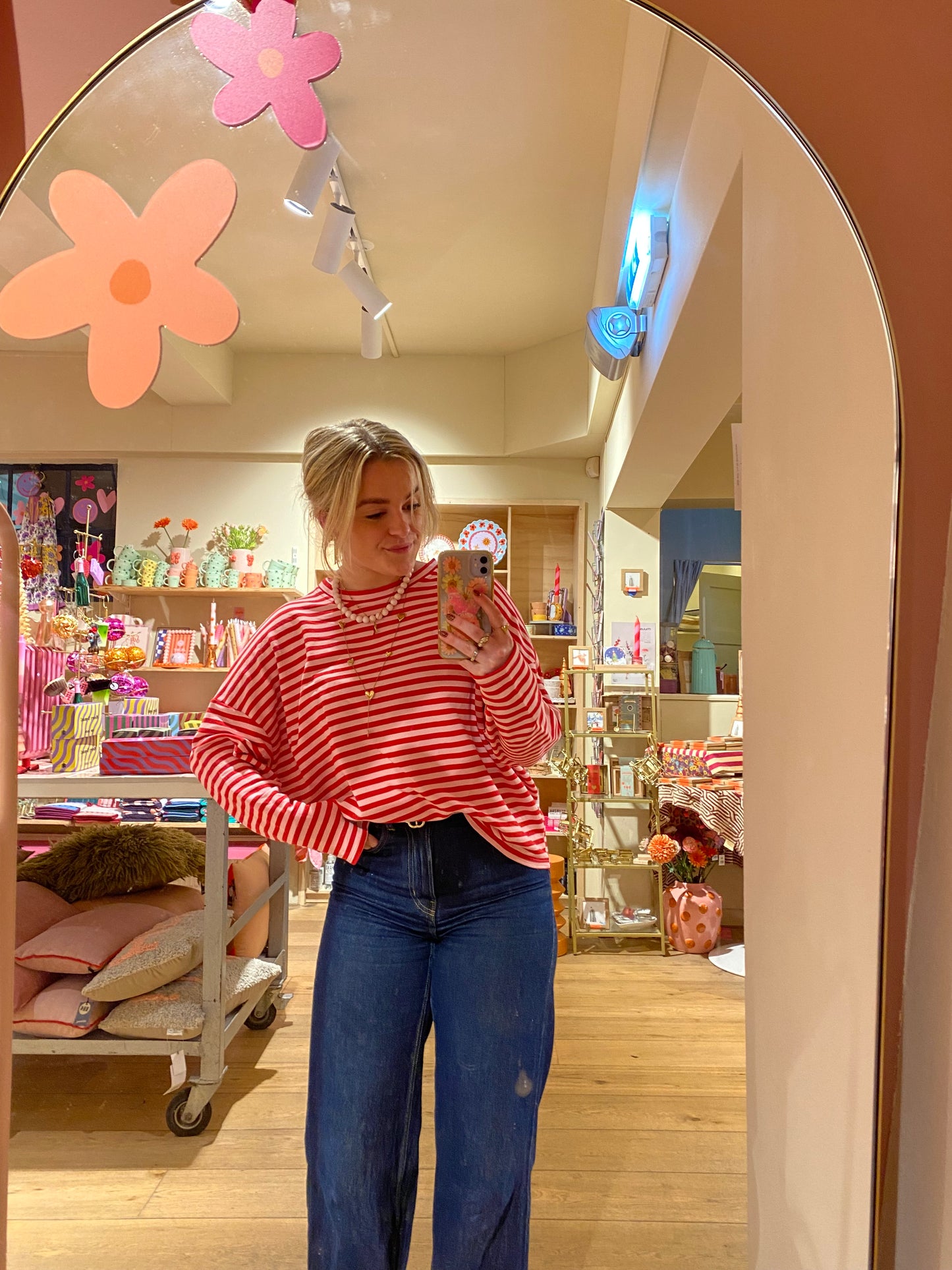 Longsleeve streep - Roze/rood