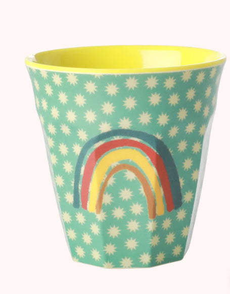 Melamine cup medium - Rice Rainbow and stars print