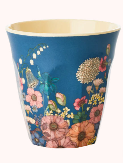 Melamine cup medium - Rice Flower collage print