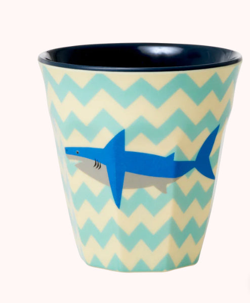 Melamine cup medium - Rice Shark print