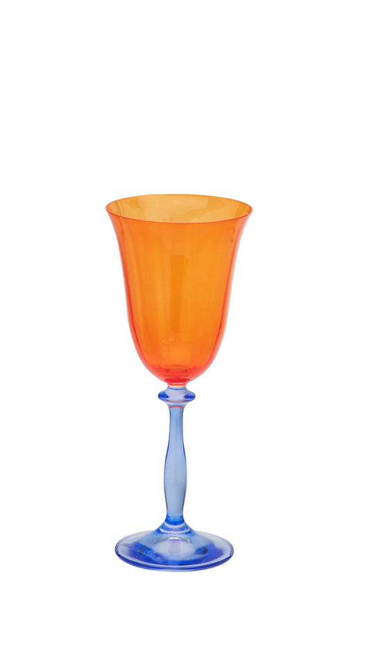 Anna + Nina Paradise wine glass - Oranje/blauw