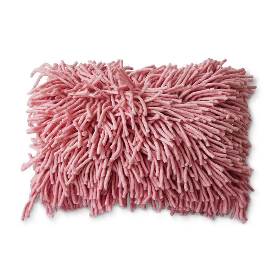Rugged woolen cushion - Pink