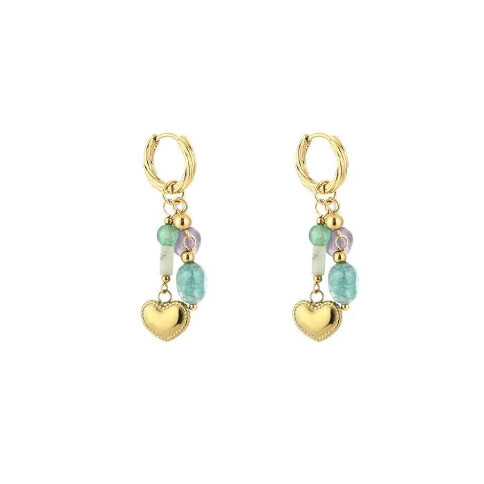 Oorbellen hanger - Goud/multicolour