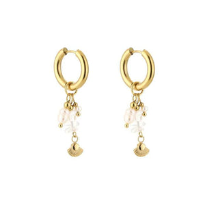 Oorbellen hanger - Goud/wit