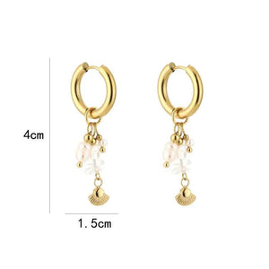 Oorbellen hanger - Goud/wit