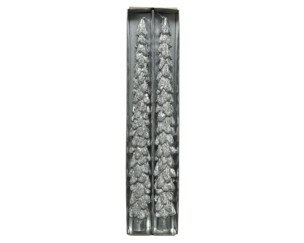 Dinerkaars set kerstboom - Glitter zilver
