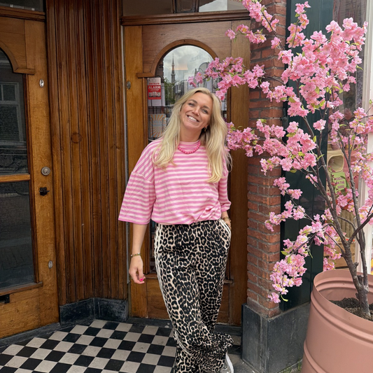 T-shirt streep - Lichtroze/roze
