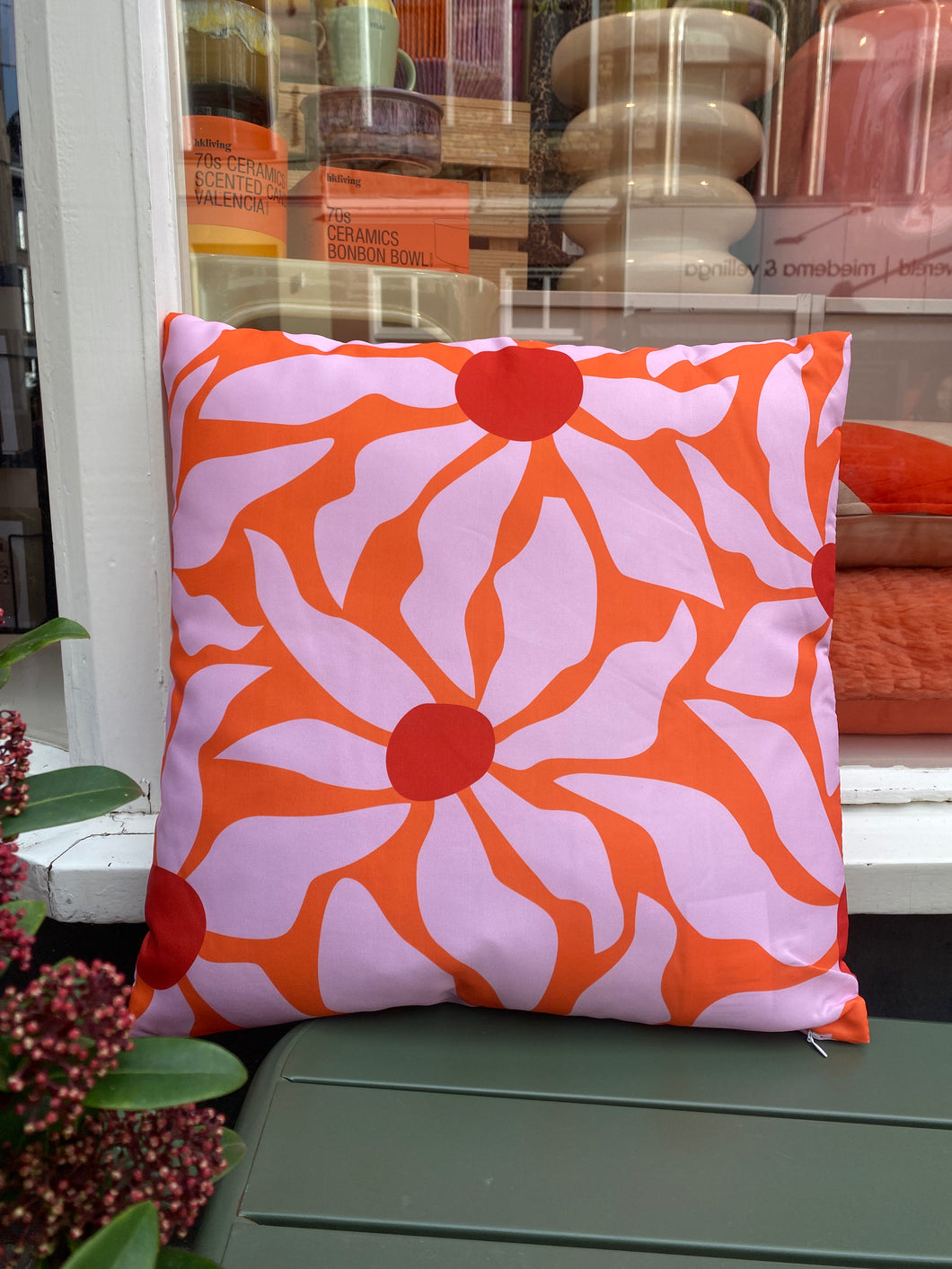 Buitenkussen - Oranje/roze