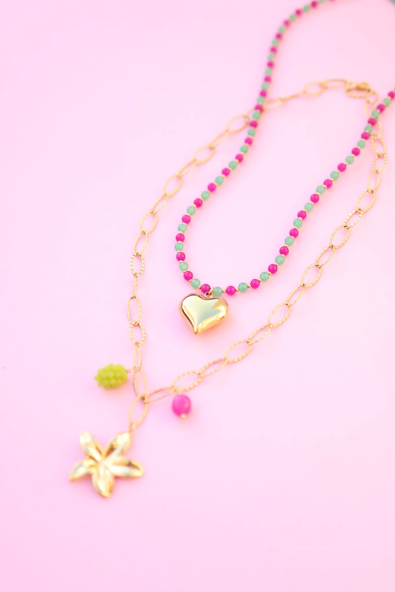 Mable ketting - Green Fuchsia