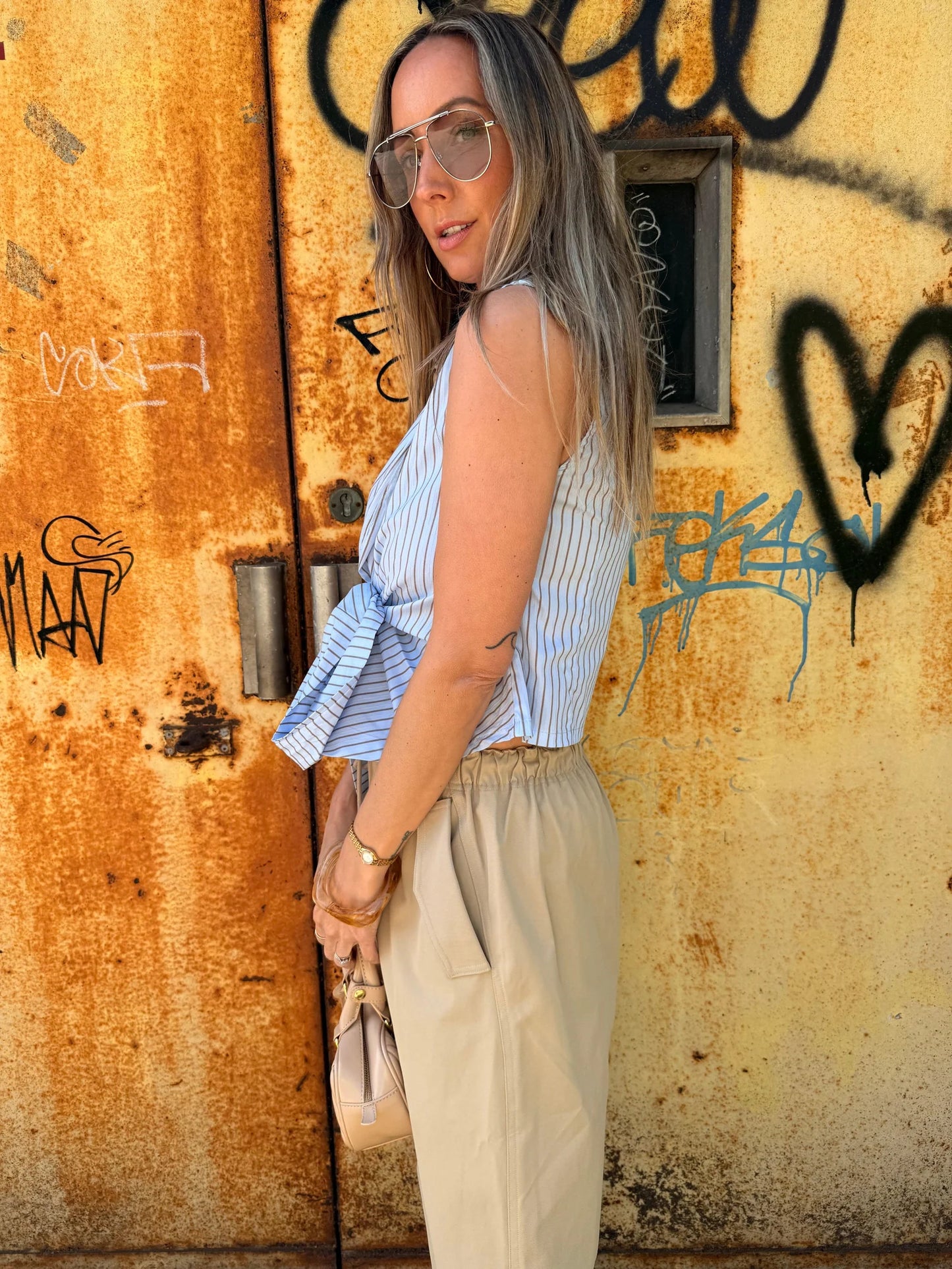 Wikkelblouse Ronny - Blue striped