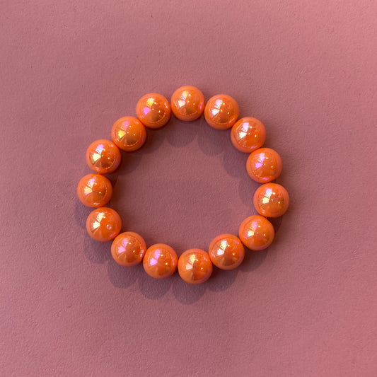 Armband kralen oranje metallic