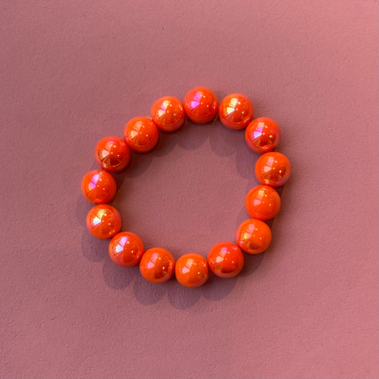 Armband kralen koraal metallic