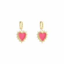 Afbeelding in Gallery-weergave laden, Oorbellen hartje - Fuchsia/goud
