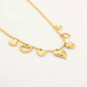 Bedelketting hartjes - Goud