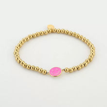 Afbeelding in Gallery-weergave laden, Armbandje smiley - Fuchsia/Goud
