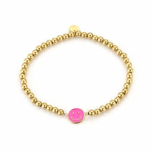 Afbeelding in Gallery-weergave laden, Armbandje smiley - Fuchsia/Goud
