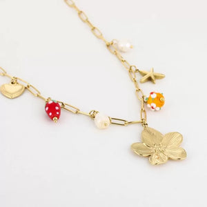 Bedel ketting met bloem - Goud