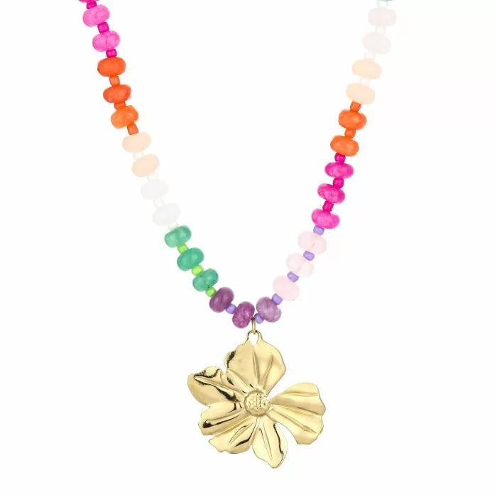 Kralen ketting met bedel - Regenboog
