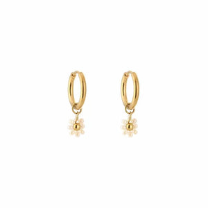 Oorbellen bloemetje - Goud/beige