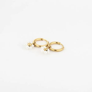 Oorbellen bloemetje - Goud/wit