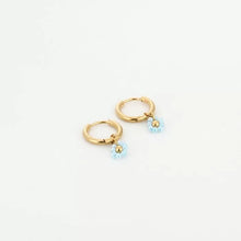 Afbeelding in Gallery-weergave laden, Oorbellen bloemetje - Goud/blauw
