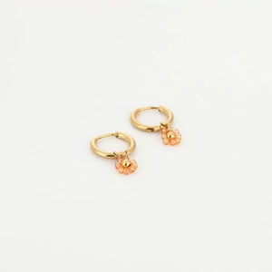 Oorbellen bloemetje - Goud/oranje