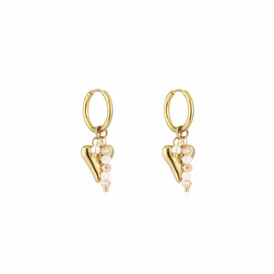 Oorbellen hartjes - Beige