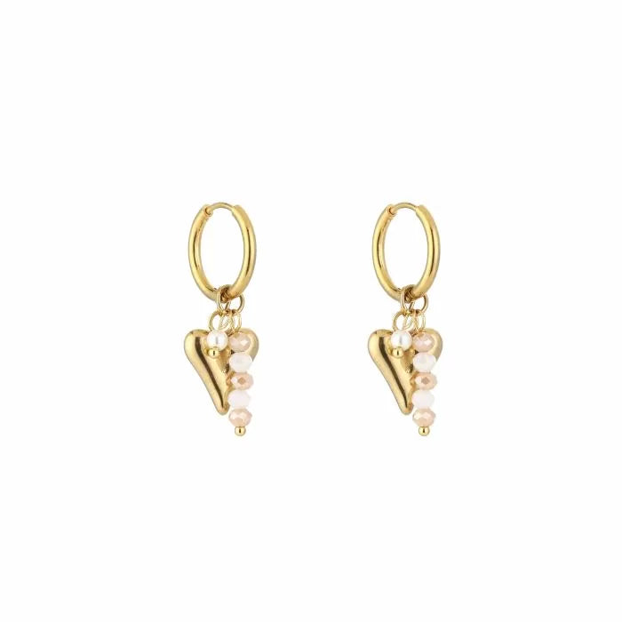 Oorbellen hartjes - Beige