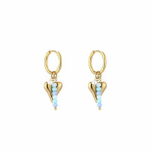Afbeelding in Gallery-weergave laden, Oorbellen hartje - Goud/blauw
