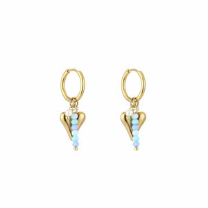 Oorbellen hartje - Goud/blauw