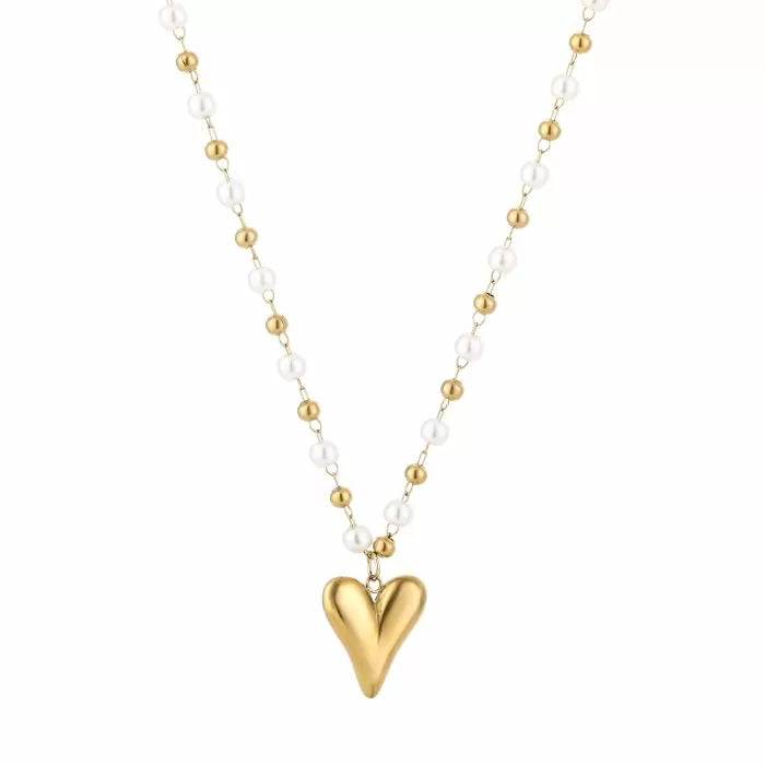 Ketting hartje - Parel/goud