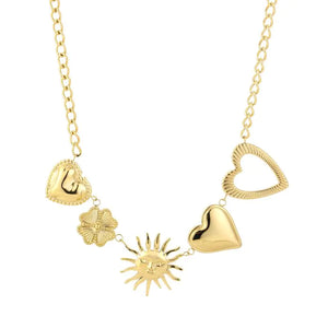 Bedel ketting - hart - zon - klaver Goud