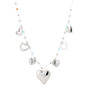 Ketting Hartjes Bedels Zilver en gekleurde kralen