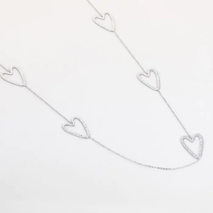 Ketting hartjes Zilver