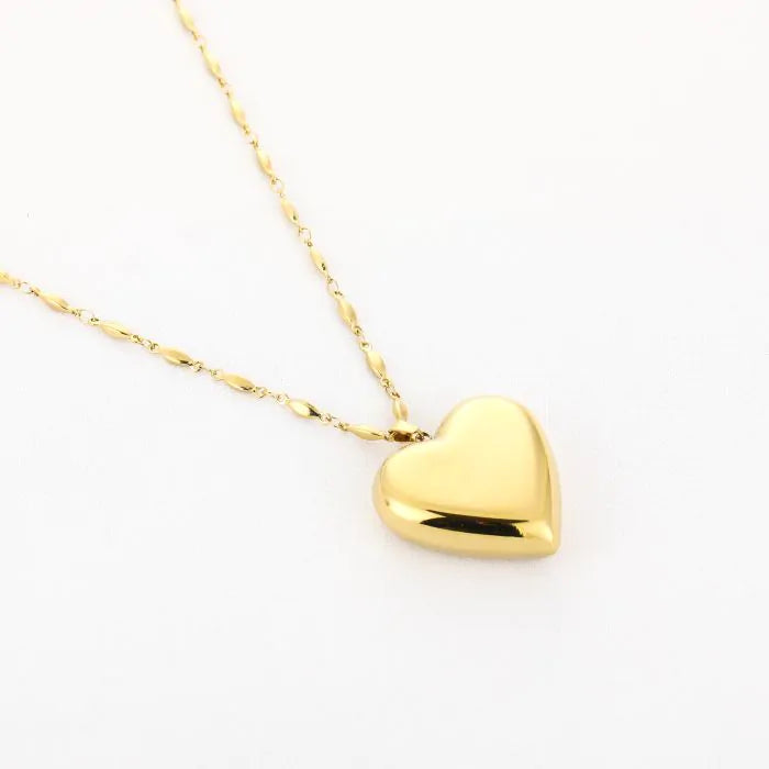 Lange ketting 80 cm met groot hart Goud