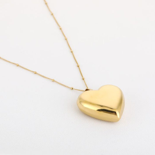 Lange ketting met groot hart - Goud
