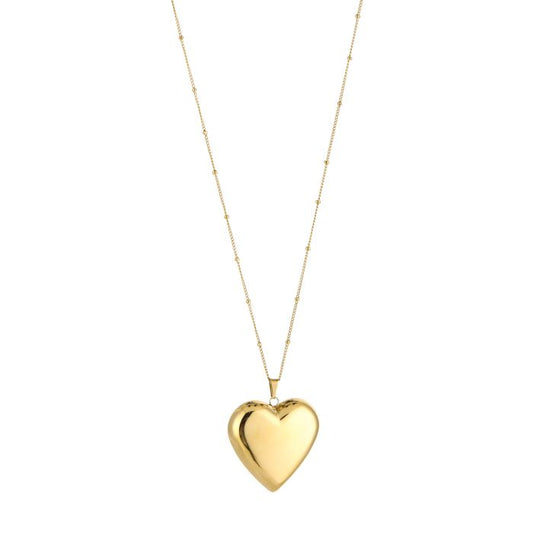 Lange ketting met groot hart - Goud