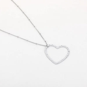 Lange ketting met XL hart hanger Zilver