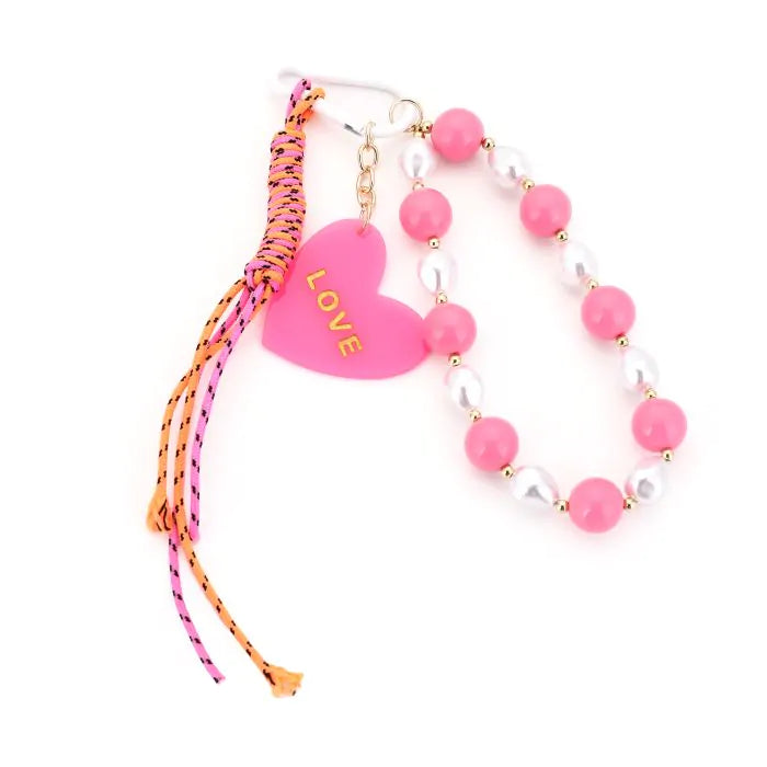 Bagcharm/sleutelhanger love - Roze