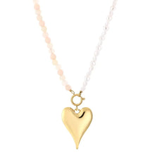 Afbeelding in Gallery-weergave laden, Ketting hart - Beige/parels
