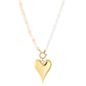 Ketting hart - Beige/parels