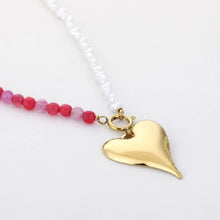 Afbeelding in Gallery-weergave laden, Ketting hart - Roze/parels
