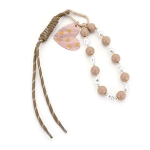 Bagcharm/sleutelhanger Hart - Beige