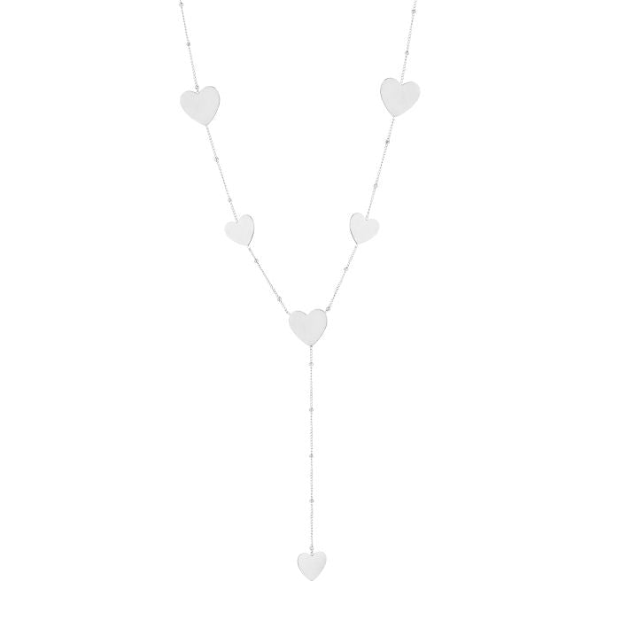 Lange ketting hartjes - Zilver